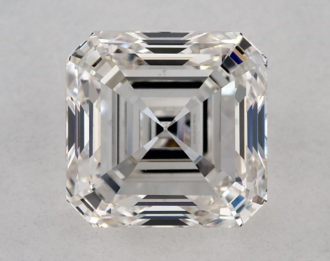 This 2.01 carat asscher diamond H color VS2 clarity has Very Good proportions and a diamond grading report from GIA
