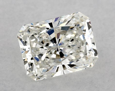 This 2.01 carat radiant diamond H color SI1 clarity has Ideal proportions and a diamond grading report from GIA