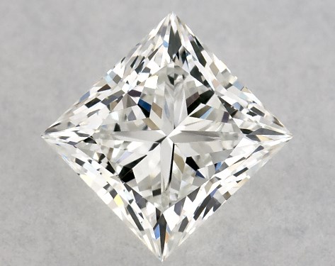 This 0.57 carat princess diamond H color VVS1 clarity has Good proportions and a diamond grading report from GIA