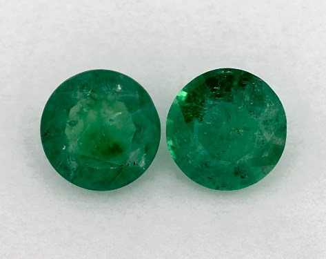  1.31 Carat Green Emerald   Round Gemstone Pairs