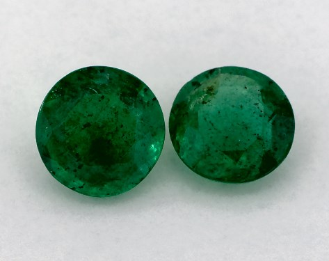  1.33 Carat Green Emerald   Round Gemstone Pairs