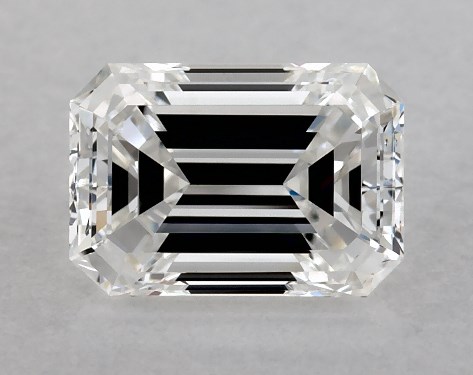 This 0.9 carat emerald diamond E color VS1 clarity has Very Good proportions and a diamond grading report from GIA