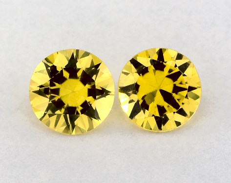  1.32 Carat Yellow Sapphire   Round Gemstone Pairs