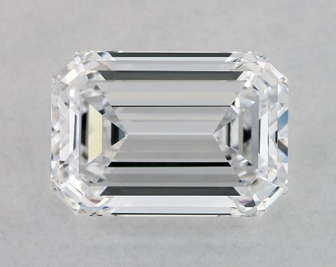 This 2.5 carat emerald diamond D color VVS2 clarity has Very Good proportions and a diamond grading report from GIA