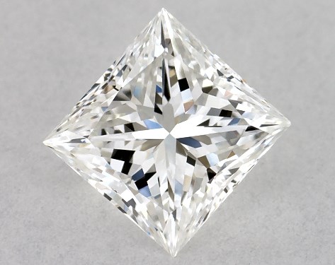 This 0.5 carat princess diamond F color VVS1 clarity has Ideal proportions and a diamond grading report from GIA