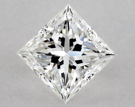 This 0.9 carat princess diamond E color VVS2 clarity has Very Good proportions and a diamond grading report from GIA
