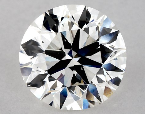 This 2.5 carat round diamond E color SI1 clarity has Excellent proportions and a diamond grading report from GIA