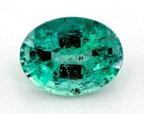 1.61 carat Oval Natural Green Emerald Tapered Baguette Diamond Engagement Ring