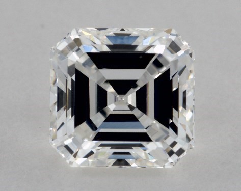 This 0.76 carat asscher diamond F color VVS1 clarity has Very Good proportions and a diamond grading report from GIA
